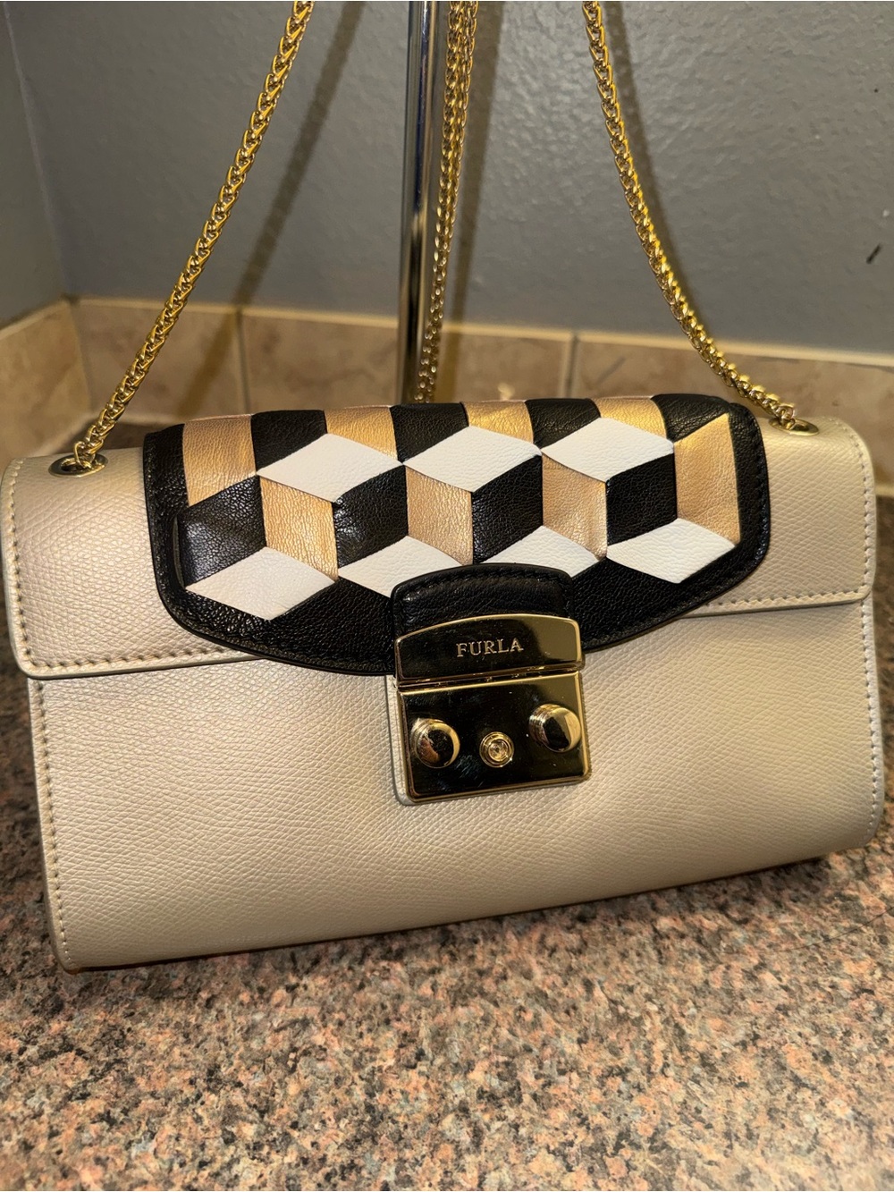 Furla RARE hard to find Geometric design. EUC. Retail $599